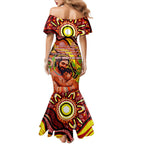Custom Australia Father's Day Family Matching Mermaid Dress and Hawaiian Shirt Aboriginal Father and Son