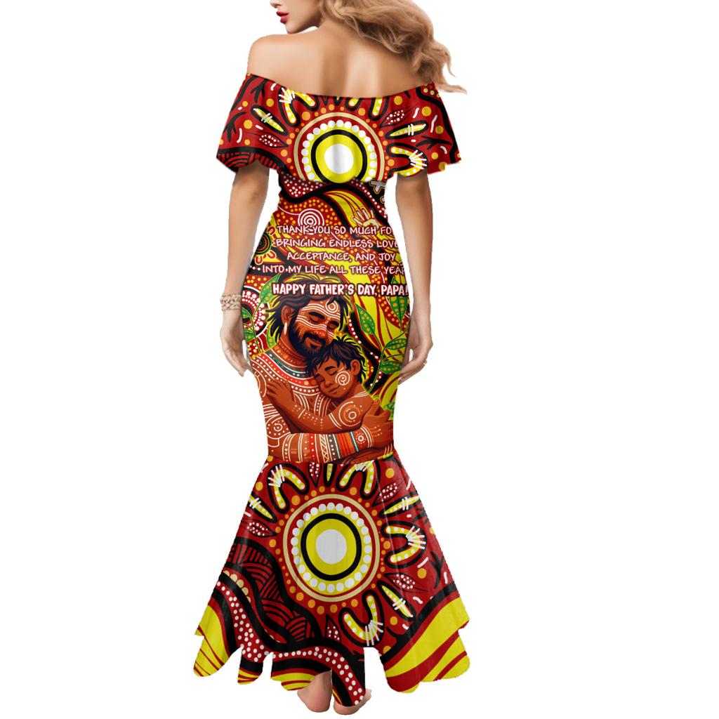 Custom Australia Father's Day Family Matching Mermaid Dress and Hawaiian Shirt Aboriginal Father and Son