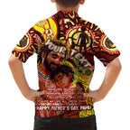 Custom Australia Father's Day Family Matching Off The Shoulder Long Sleeve Dress and Hawaiian Shirt Aboriginal Father and Son