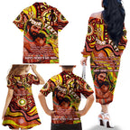 Custom Australia Father's Day Family Matching Off The Shoulder Long Sleeve Dress and Hawaiian Shirt Aboriginal Father and Son