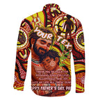 Custom Australia Father's Day Family Matching Off The Shoulder Long Sleeve Dress and Hawaiian Shirt Aboriginal Father and Son