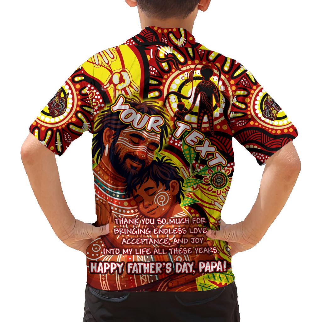 Custom Australia Father's Day Family Matching Off Shoulder Maxi Dress and Hawaiian Shirt Aboriginal Father and Son