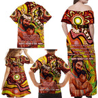 Custom Australia Father's Day Family Matching Off Shoulder Maxi Dress and Hawaiian Shirt Aboriginal Father and Son