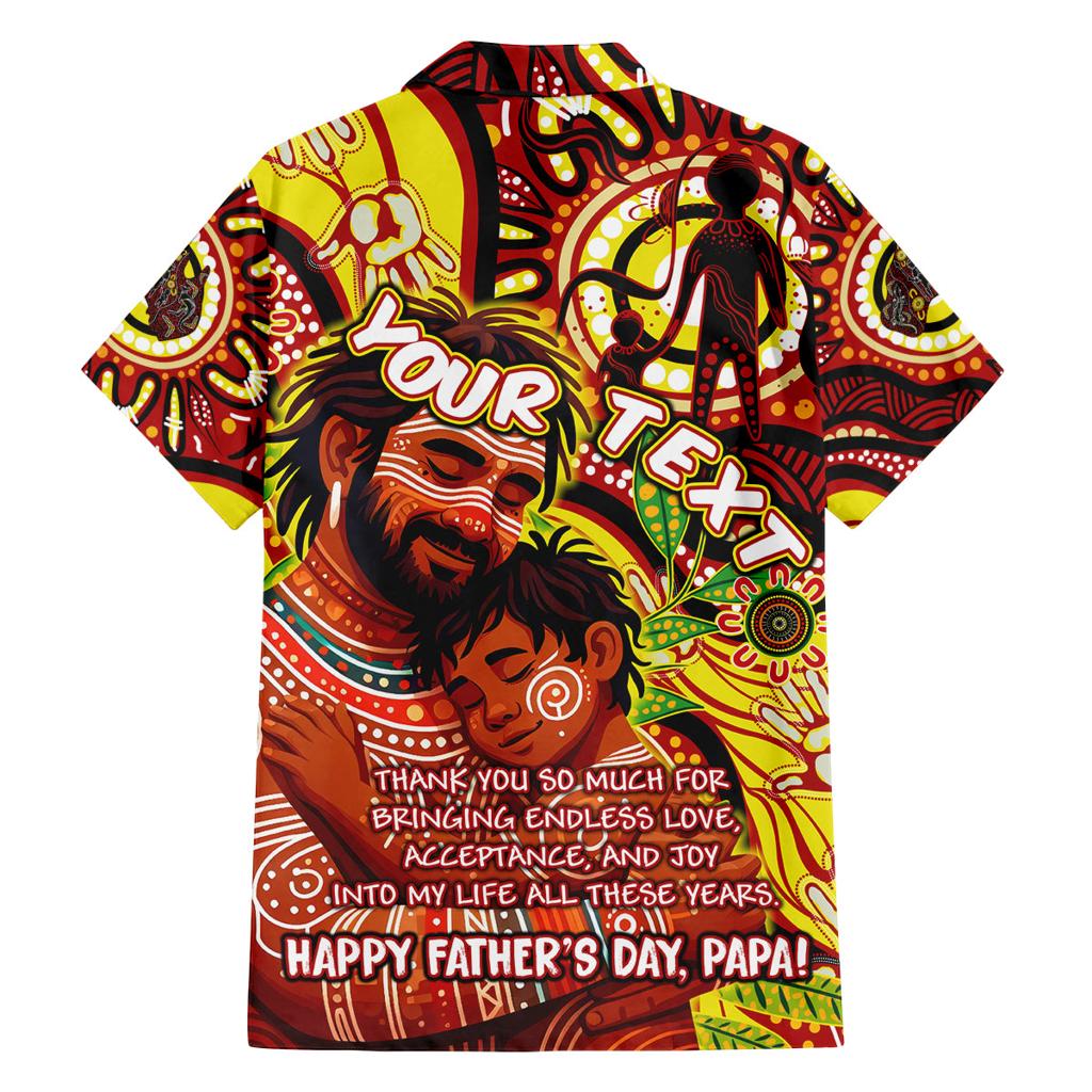 Custom Australia Father's Day Family Matching Off Shoulder Maxi Dress and Hawaiian Shirt Aboriginal Father and Son