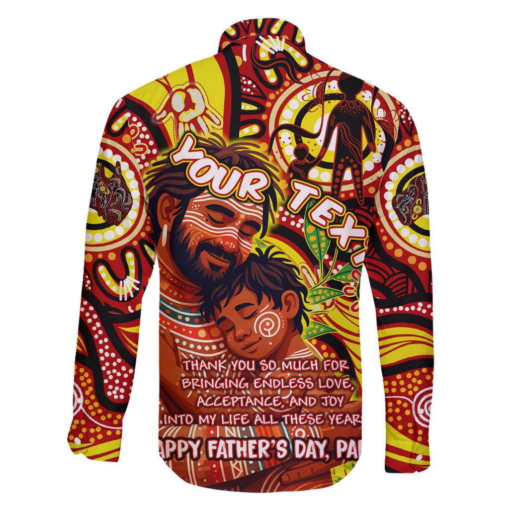 Custom Australia Father's Day Family Matching Off Shoulder Maxi Dress and Hawaiian Shirt Aboriginal Father and Son
