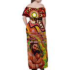 Custom Australia Father's Day Family Matching Off Shoulder Maxi Dress and Hawaiian Shirt Aboriginal Father and Son