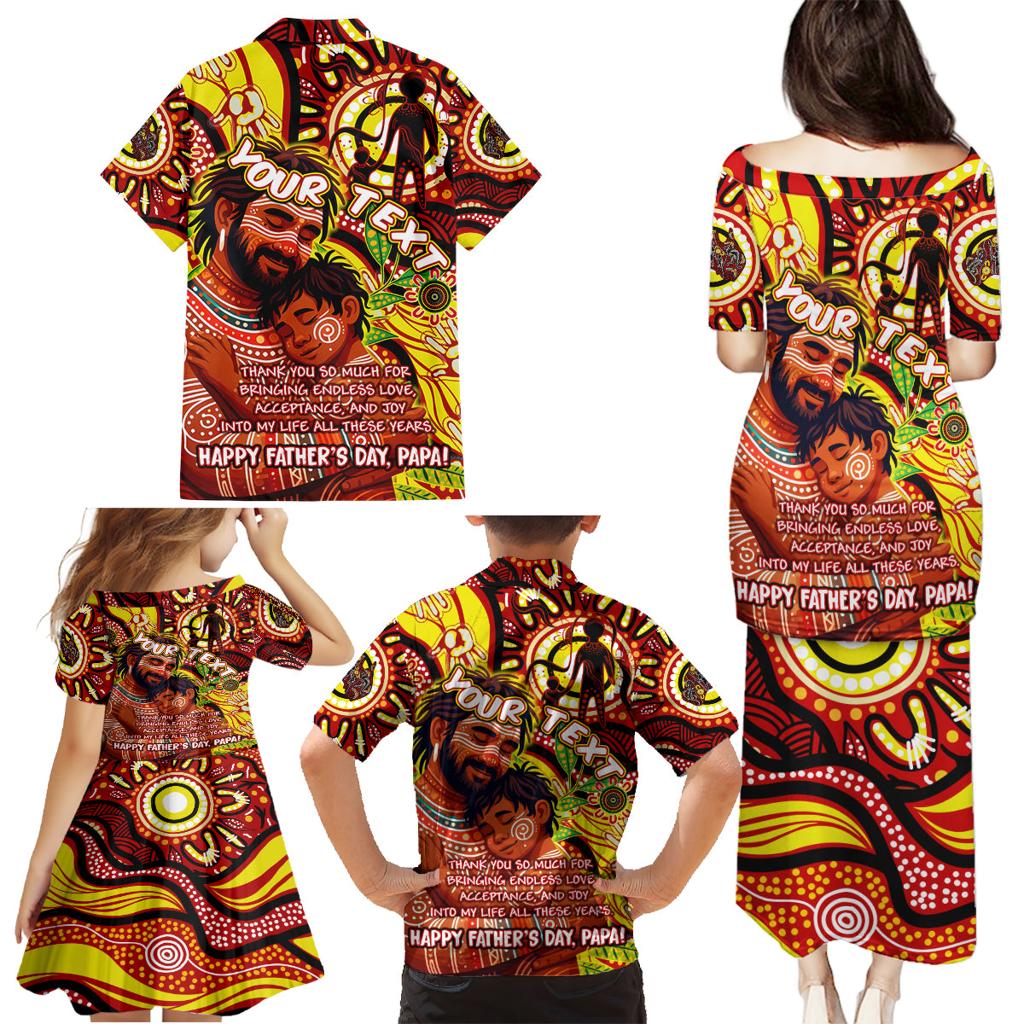 Custom Australia Father's Day Family Matching Puletasi and Hawaiian Shirt Aboriginal Father and Son