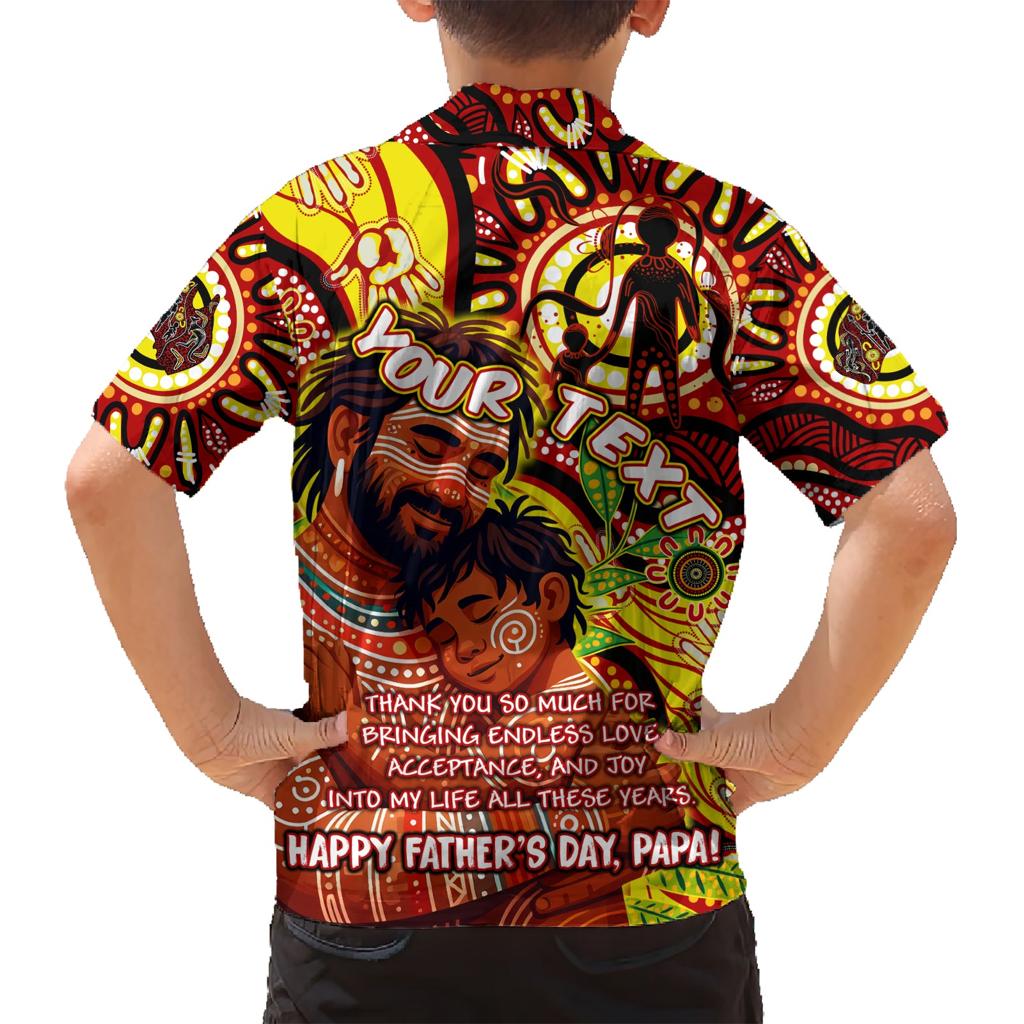 Custom Australia Father's Day Family Matching Short Sleeve Bodycon Dress and Hawaiian Shirt Aboriginal Father and Son
