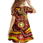 Custom Australia Father's Day Family Matching Short Sleeve Bodycon Dress and Hawaiian Shirt Aboriginal Father and Son