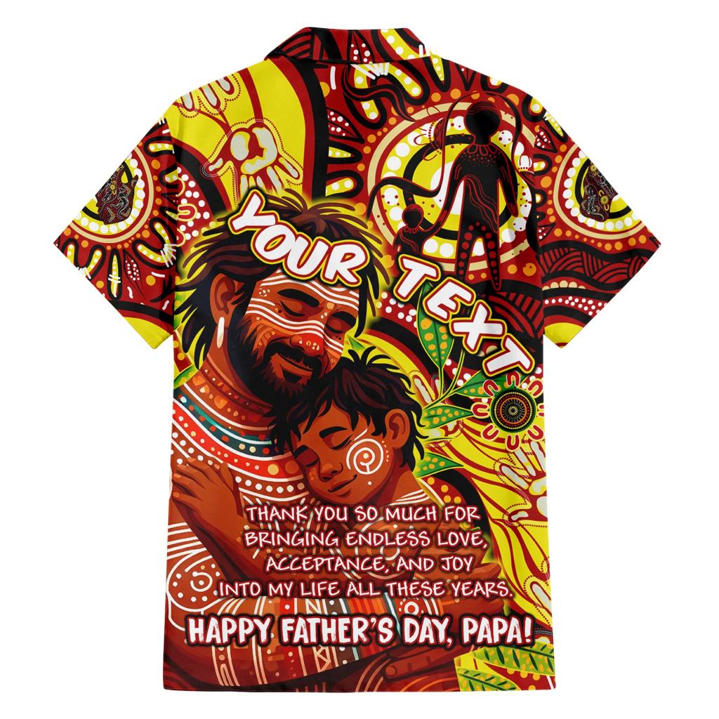 Custom Australia Father's Day Family Matching Short Sleeve Bodycon Dress and Hawaiian Shirt Aboriginal Father and Son