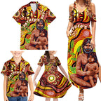 Custom Australia Father's Day Family Matching Summer Maxi Dress and Hawaiian Shirt Aboriginal Father and Son