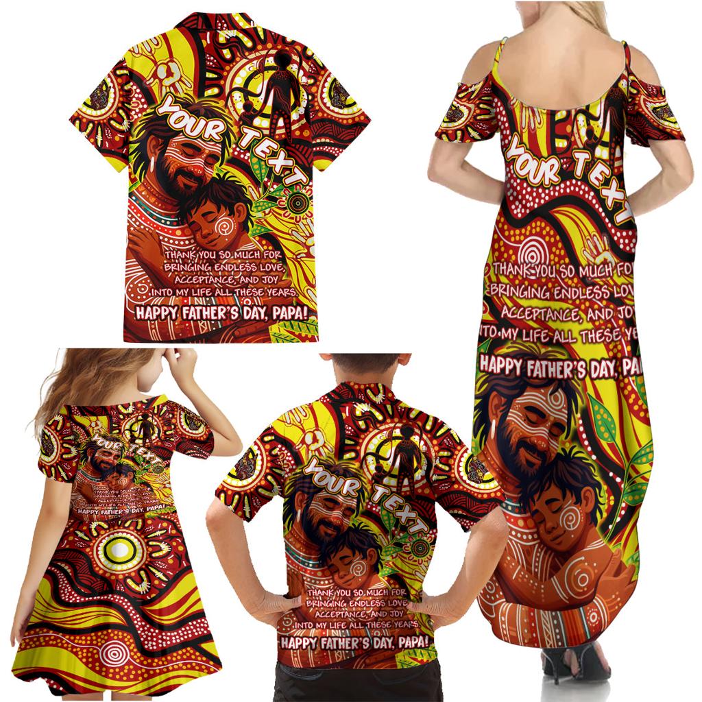 Custom Australia Father's Day Family Matching Summer Maxi Dress and Hawaiian Shirt Aboriginal Father and Son