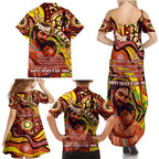 Custom Australia Father's Day Family Matching Summer Maxi Dress and Hawaiian Shirt Aboriginal Father and Son