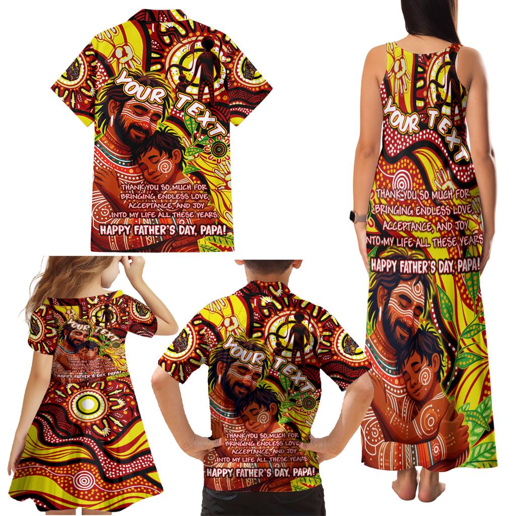 Custom Australia Father's Day Family Matching Tank Maxi Dress and Hawaiian Shirt Aboriginal Father and Son