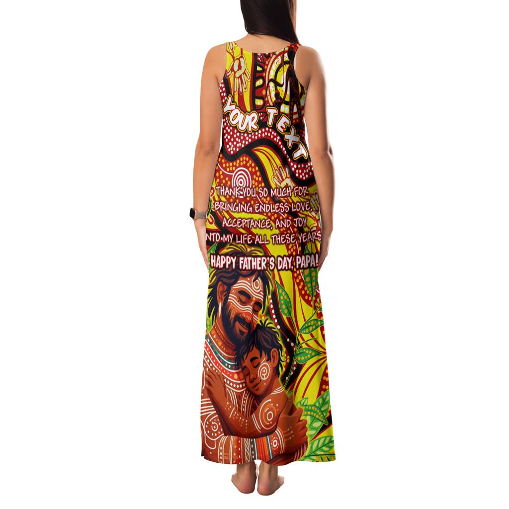 Custom Australia Father's Day Family Matching Tank Maxi Dress and Hawaiian Shirt Aboriginal Father and Son