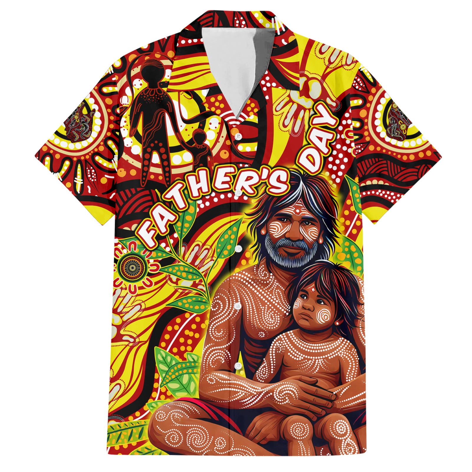 Custom Australia Father's Day Hawaiian Shirt Aboriginal Father and Son