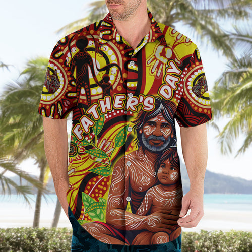 Custom Australia Father's Day Hawaiian Shirt Aboriginal Father and Son