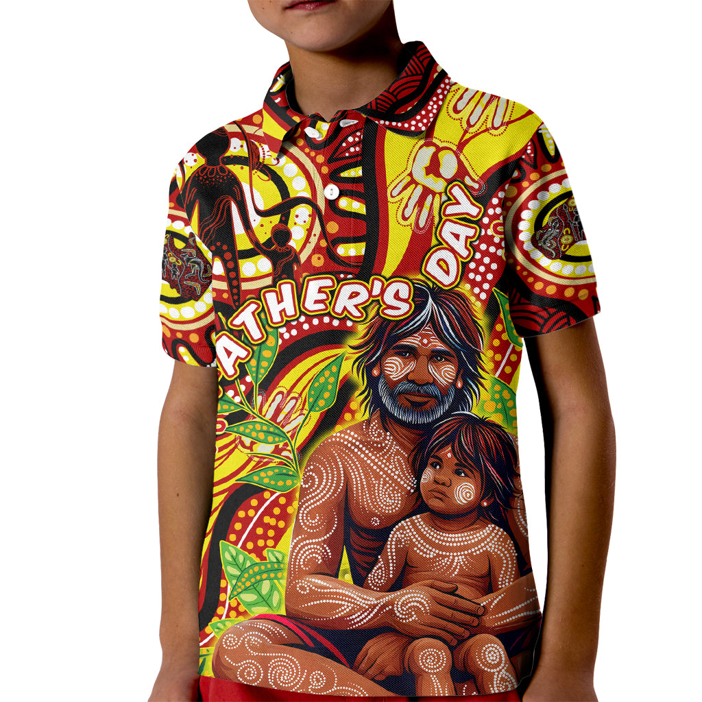 Custom Australia Father's Day Kid Polo Shirt Aboriginal Father and Son