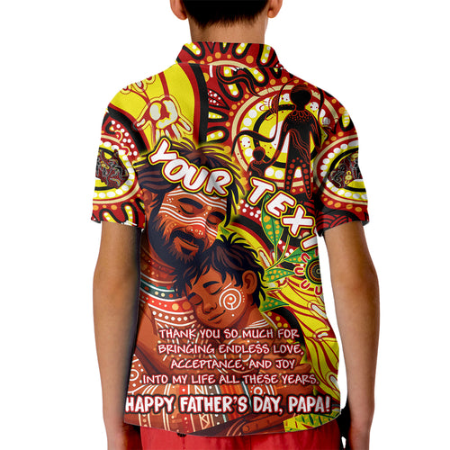 Custom Australia Father's Day Kid Polo Shirt Aboriginal Father and Son