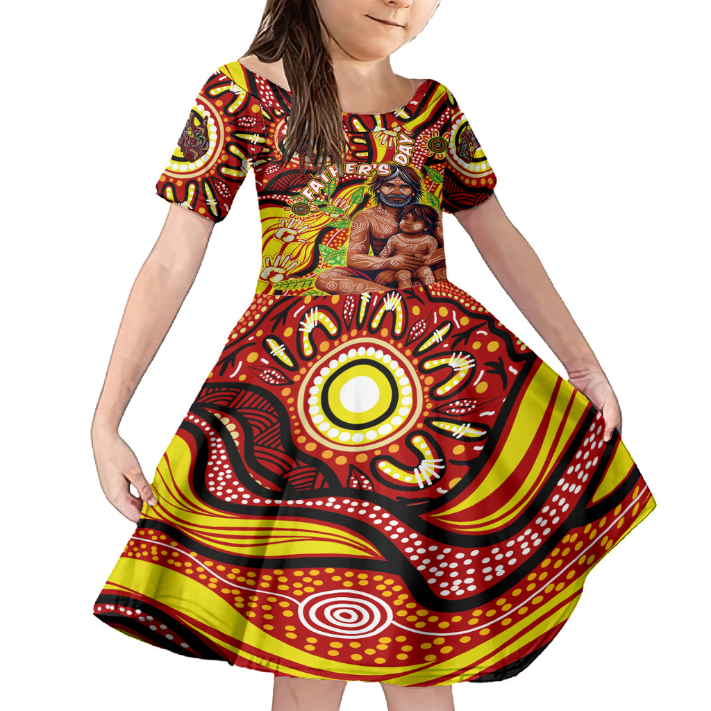 Custom Australia Father's Day Kid Short Sleeve Dress Aboriginal Father and Son