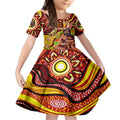 Custom Australia Father's Day Kid Short Sleeve Dress Aboriginal Father and Son