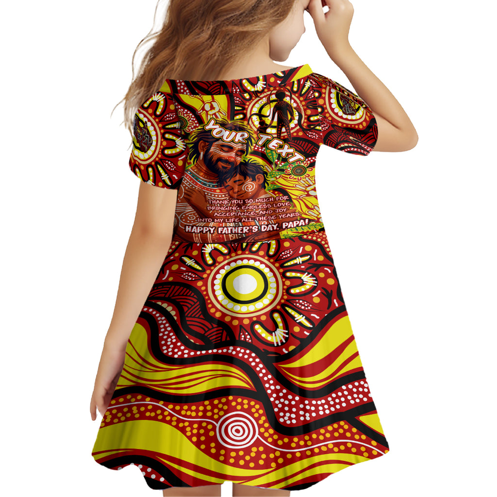 Custom Australia Father's Day Kid Short Sleeve Dress Aboriginal Father and Son