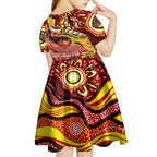 Custom Australia Father's Day Kid Short Sleeve Dress Aboriginal Father and Son
