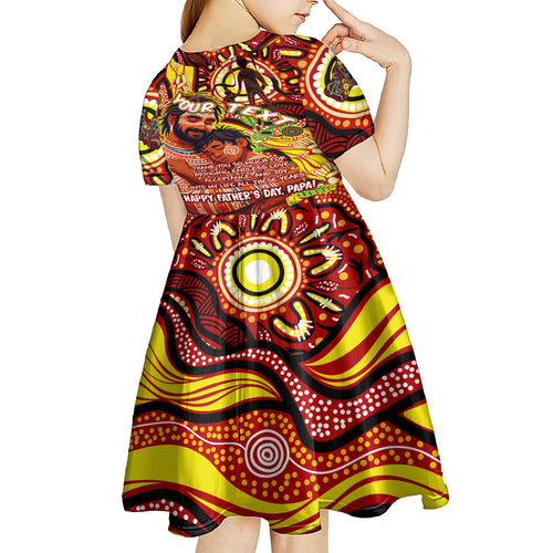 Custom Australia Father's Day Kid Short Sleeve Dress Aboriginal Father and Son