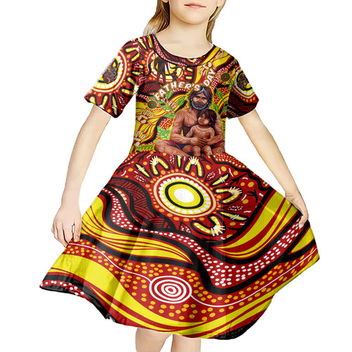 Custom Australia Father's Day Kid Short Sleeve Dress Aboriginal Father and Son