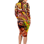 Custom Australia Father's Day Long Sleeve Bodycon Dress Aboriginal Father and Son