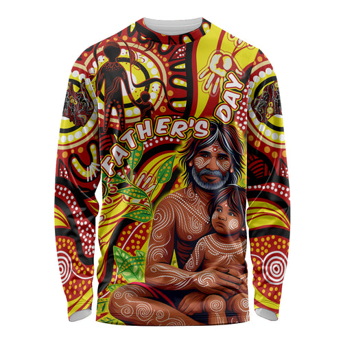 Custom Australia Father's Day Long Sleeve Shirt Aboriginal Father and Son
