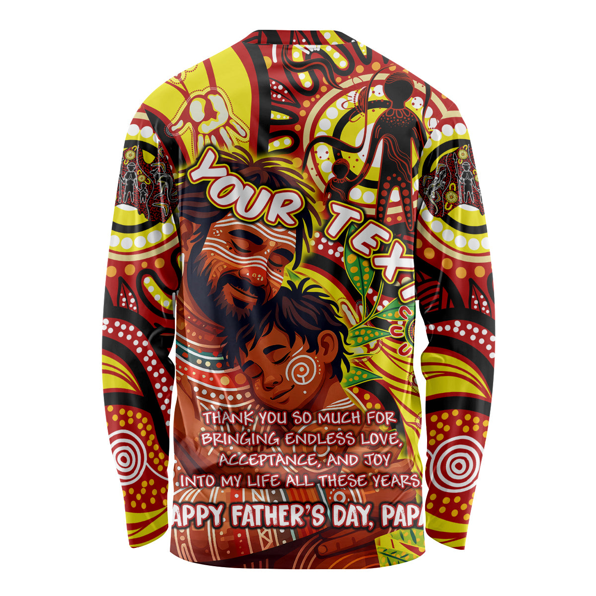 Custom Australia Father's Day Long Sleeve Shirt Aboriginal Father and Son