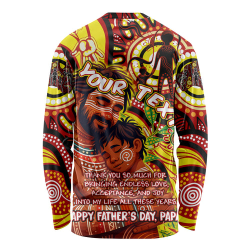 Custom Australia Father's Day Long Sleeve Shirt Aboriginal Father and Son