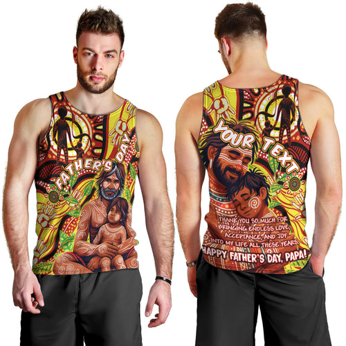 Custom Australia Father's Day Men Tank Top Aboriginal Father and Son