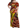 Custom Australia Father's Day Off Shoulder Maxi Dress Aboriginal Father and Son