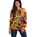 Custom Australia Father's Day Off Shoulder Sweater Aboriginal Father and Son