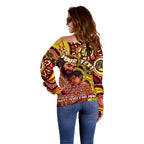 Custom Australia Father's Day Off Shoulder Sweater Aboriginal Father and Son