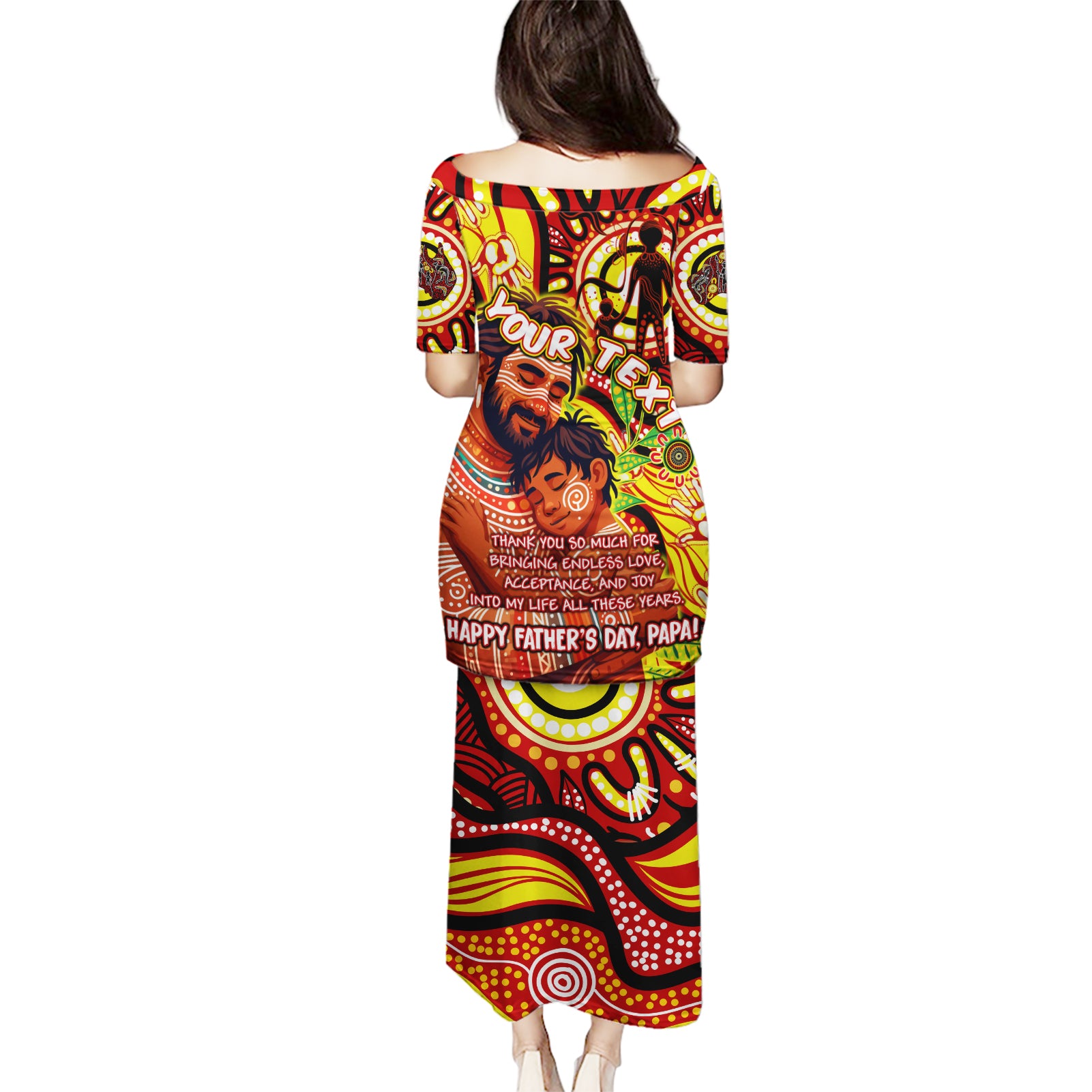 Custom Australia Father's Day Puletasi Aboriginal Father and Son