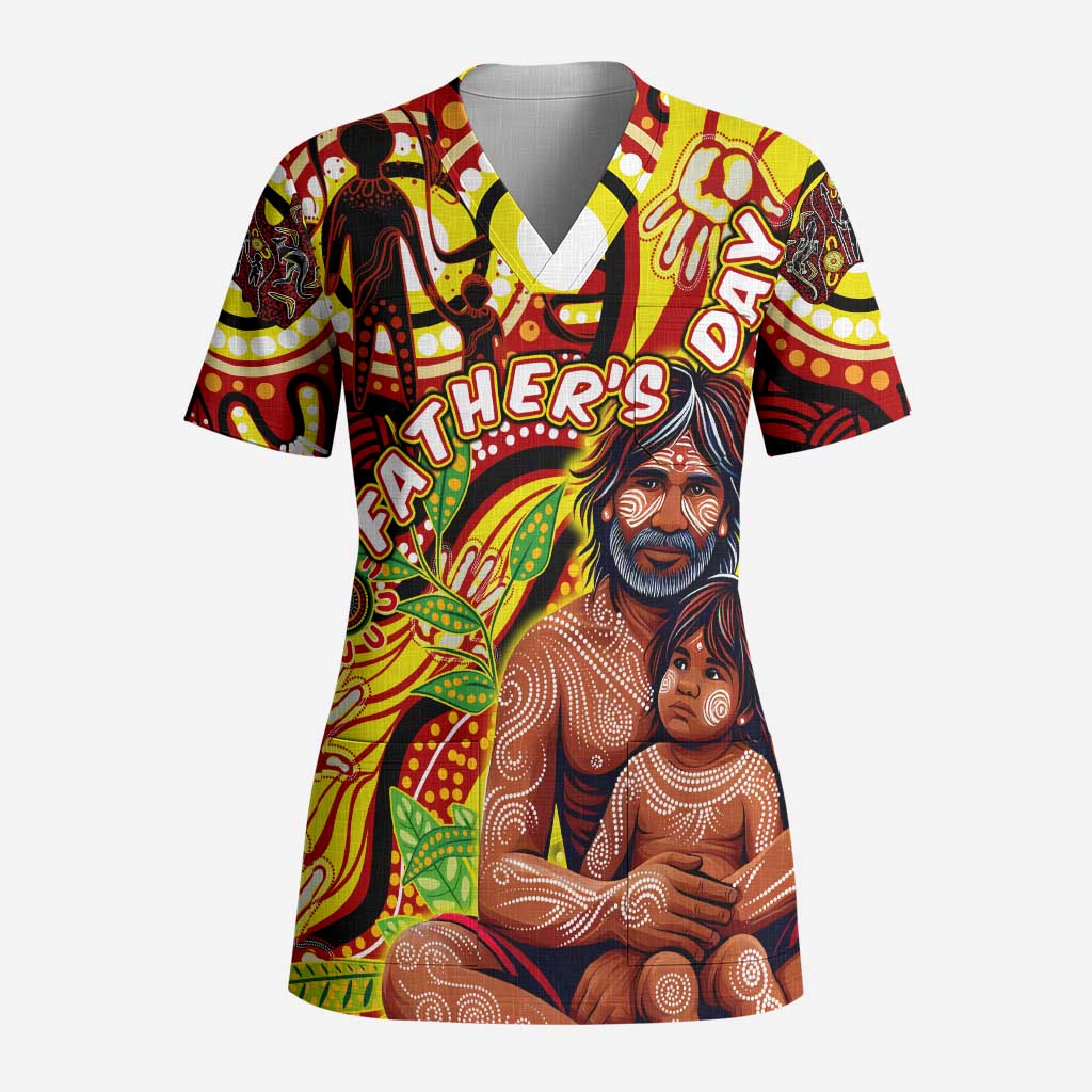 Custom Australia Father's Day Scrub Top Aboriginal Father and Son - Aussie Hoodie