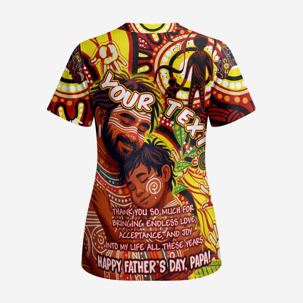 Custom Australia Father's Day Scrub Top Aboriginal Father and Son - Aussie Hoodie