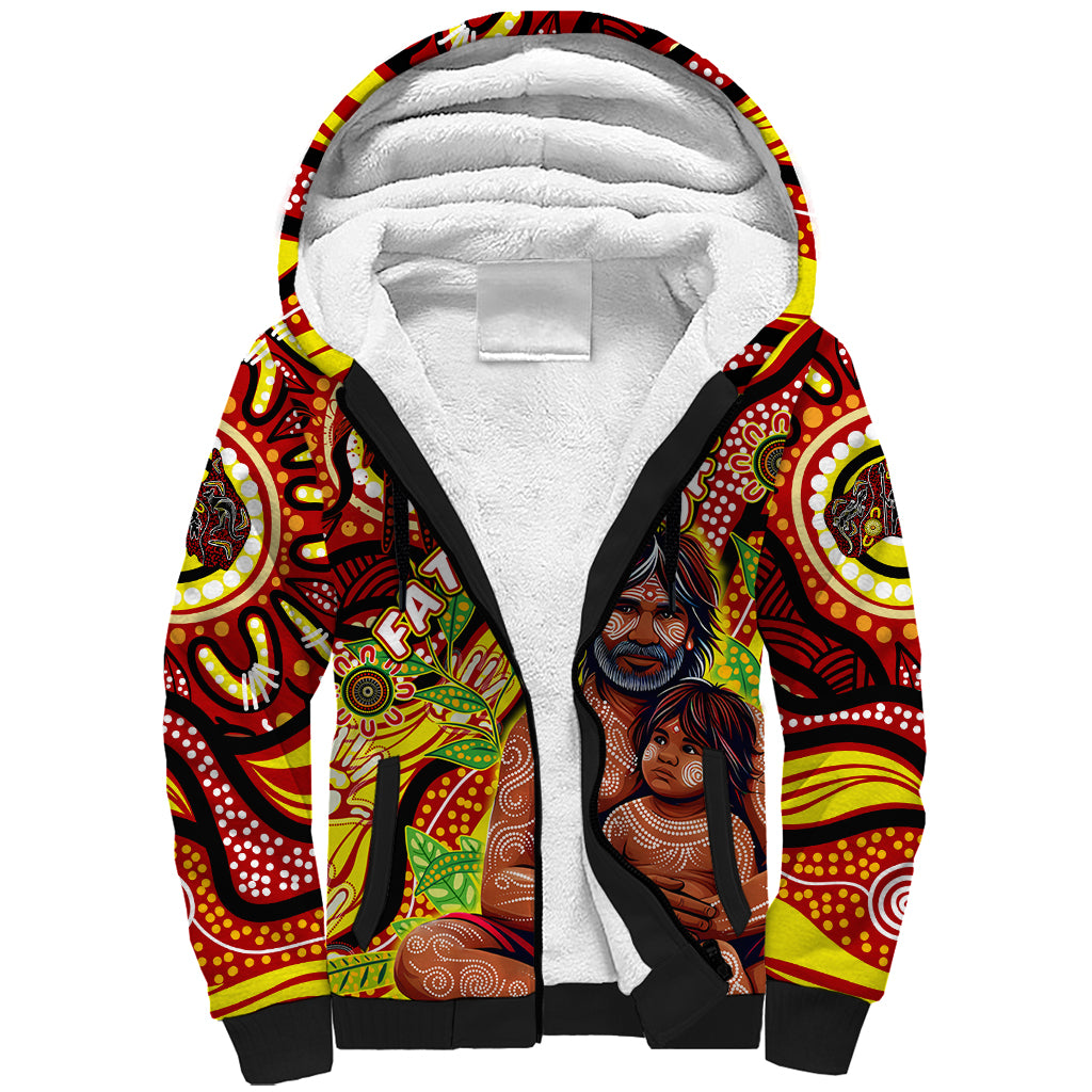 Custom Australia Father's Day Sherpa Hoodie Aboriginal Father and Son