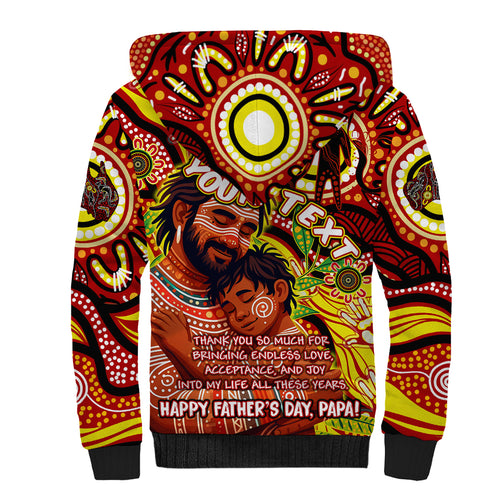 Custom Australia Father's Day Sherpa Hoodie Aboriginal Father and Son