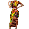 Custom Australia Father's Day Short Sleeve Bodycon Dress Aboriginal Father and Son