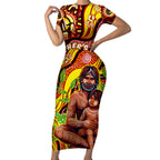 Custom Australia Father's Day Short Sleeve Bodycon Dress Aboriginal Father and Son