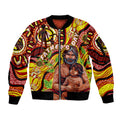 Custom Australia Father's Day Sleeve Zip Bomber Jacket Aboriginal Father and Son