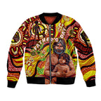 Custom Australia Father's Day Sleeve Zip Bomber Jacket Aboriginal Father and Son