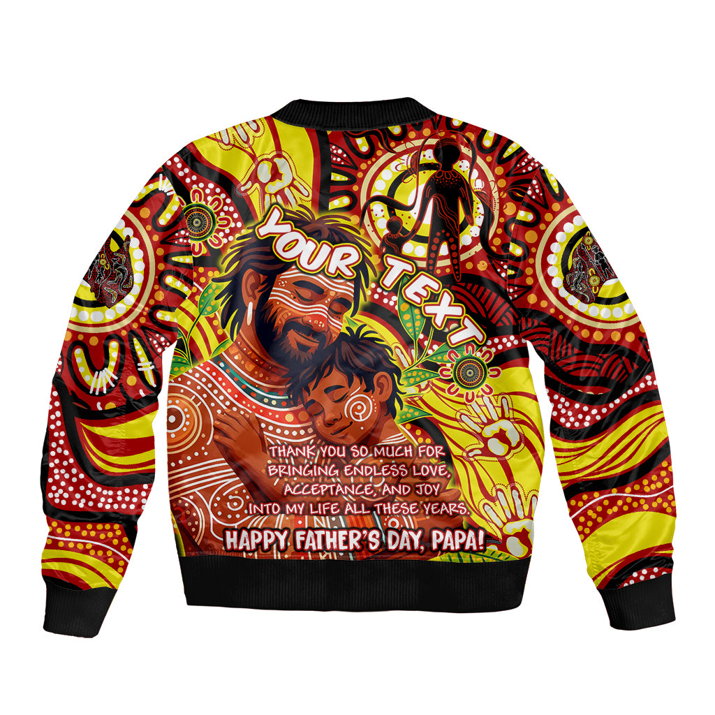 Custom Australia Father's Day Sleeve Zip Bomber Jacket Aboriginal Father and Son