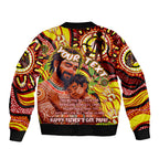 Custom Australia Father's Day Sleeve Zip Bomber Jacket Aboriginal Father and Son