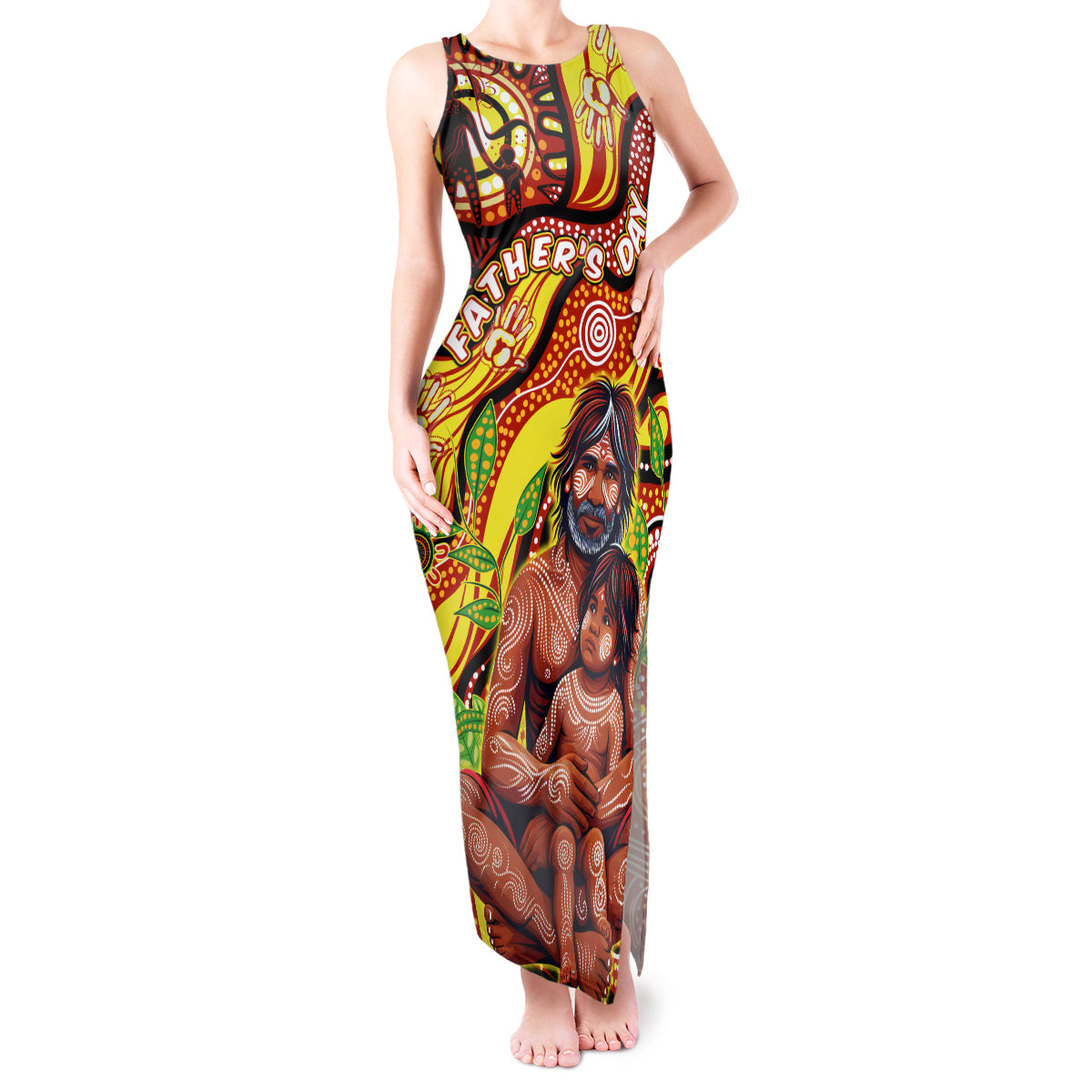 Custom Australia Father's Day Tank Maxi Dress Aboriginal Father and Son