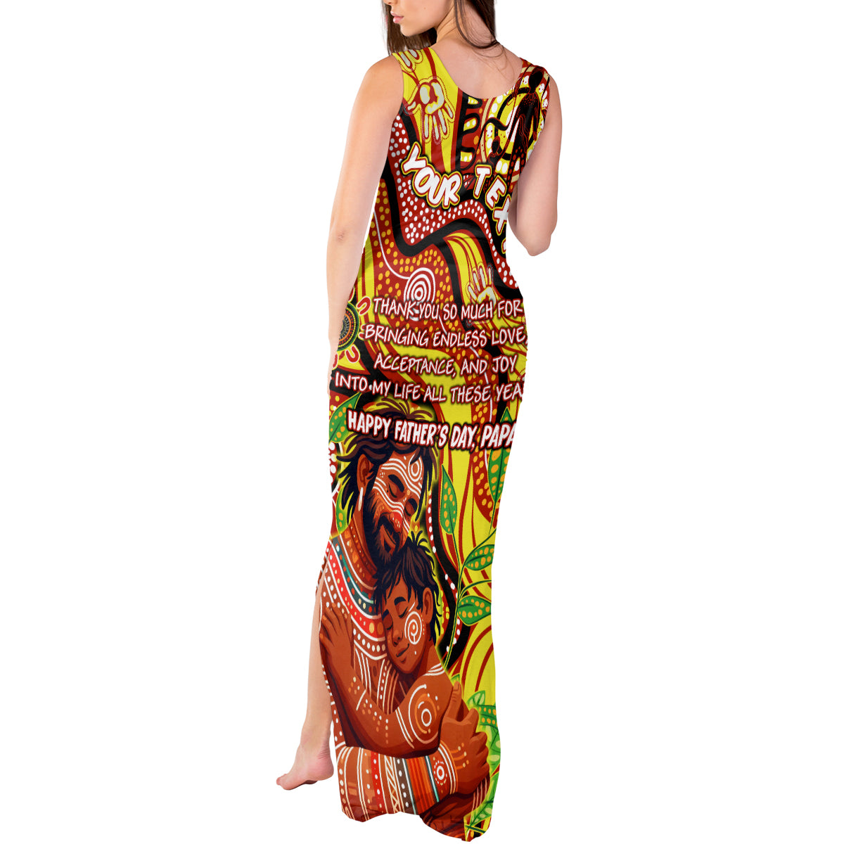 Custom Australia Father's Day Tank Maxi Dress Aboriginal Father and Son